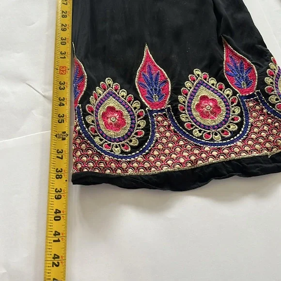 COPY - Ethnic Wear Handmade Indian Ultra Wide Leg Pants Embroidered stretchy on… - Picture 10 of 12